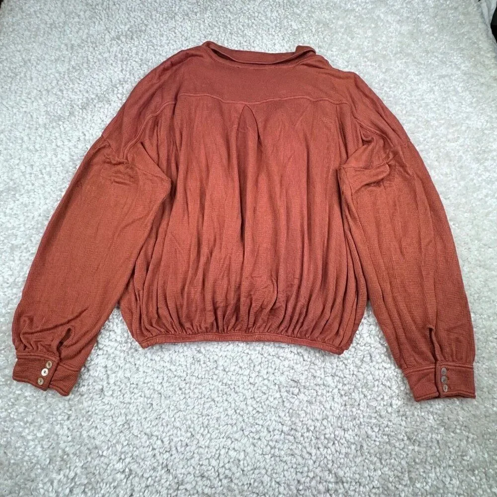 Free People Faux Wrap blouse Burnt Orange FLAW